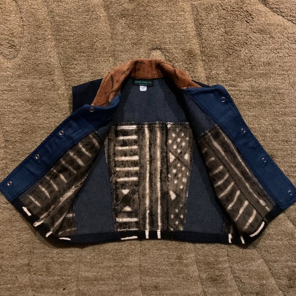 NWOT - Imani Pamoja Denim And Mudcloth Unisex Vest - Picture 3 of 4